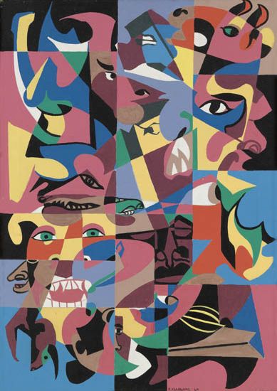 HARTWELL YEARGANS (1915 - 2005) Multiple Faces.